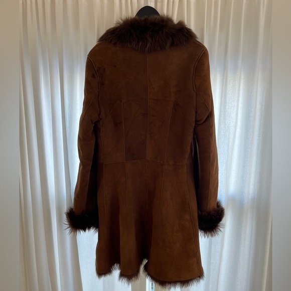 🤎 Luxury Italian Fur Shearling Coat in Chocolate Brown 🤎 - Picture 4 of 17